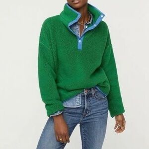 J. Crew Classic Green Women's Snap collar Polartec Sherpa fleece Medium